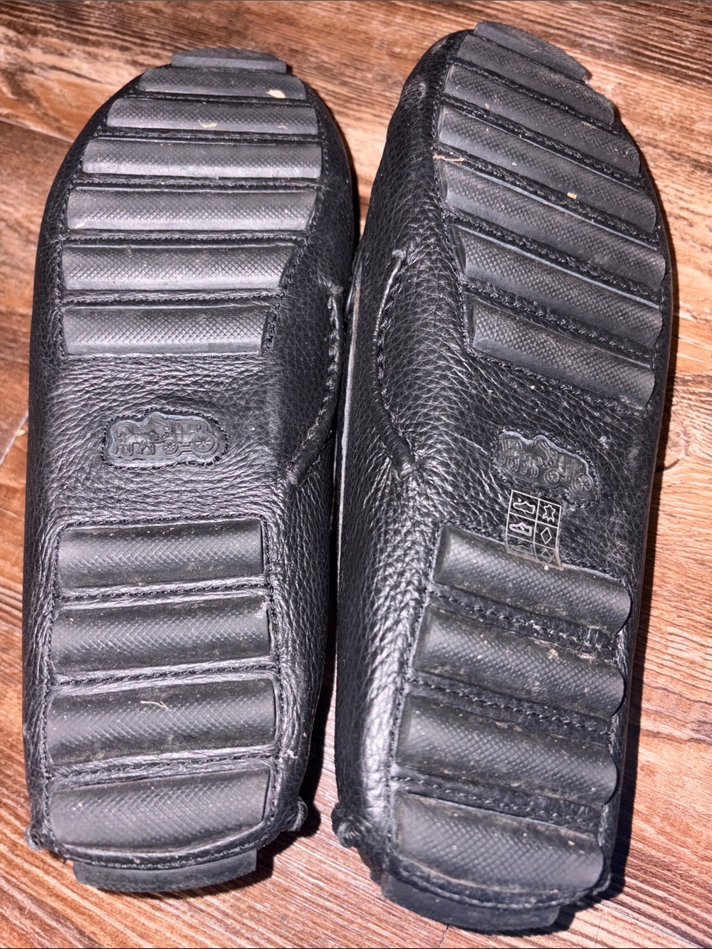 Coach Black Leather Loafers with Gold Hardware - Picture 3 of 3